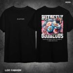 Streetwear Design Butterfly Rose Black T-shirt 220gsm Cotton