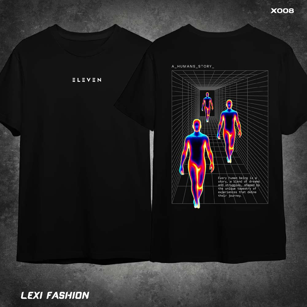 8 Streetwear Design Human Story Black T-shirt 220gsm Cotton - Image 1