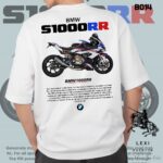 BMW S1000RR Bike Design White T-shirt 220gsm Cotton