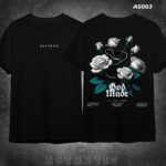 Snake White Rose Design Tshirt 220gsm Cotton 50%Off